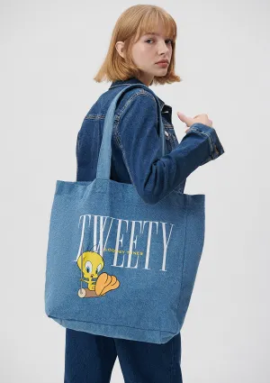 Tweety Printed Indigo Shopper Bag