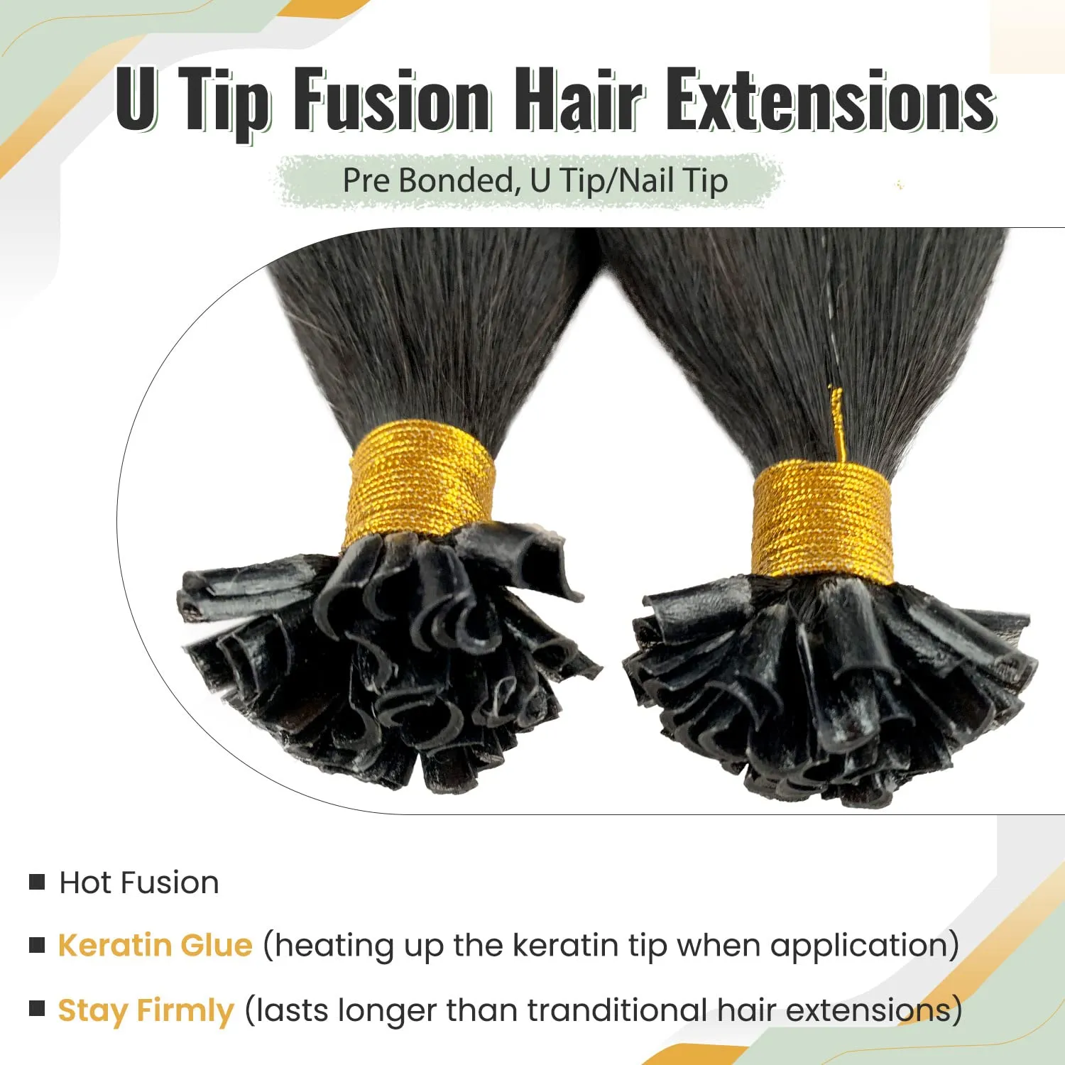 U Tip Hair Extensions Real Human Hair, 12 Inch Balayage Black to Natural Black Mixed Silver Highlights Keratin Tip Extensions Pre Bonded Ombre Silver Utip Extensions for Women