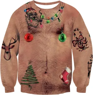 uideazone Unisex Ugly Christmas Sweater 3D Printed Funny Crewneck Pullover Sweatshirts for Xmas Party Celebration