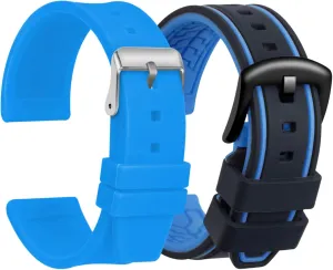 ULLCHRO 2 Packs Silicone Watch Strap & Rubber Watch Bands for Men Women Quick Release Replacement Watch Bracelet with Silver   Black Buckle