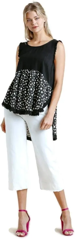 umgee USA Women's Dalmatian Print Sleeveless Top