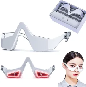 Under Eye Red Light Therapy Glasses - Microcurrent Eye Massager with 2 Modes, Red Light Therapy Relieve Eyes Bags & Wrinkles, Dark Circles Treatment Device