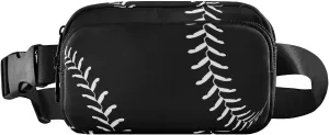Unique Stitching Baseball Fanny Pack Crossbody for Women Men Sport Ball Waist Pack with Adjustable Strap Belt Hip Bum Bag for Running Hiking Traveling Outdoor