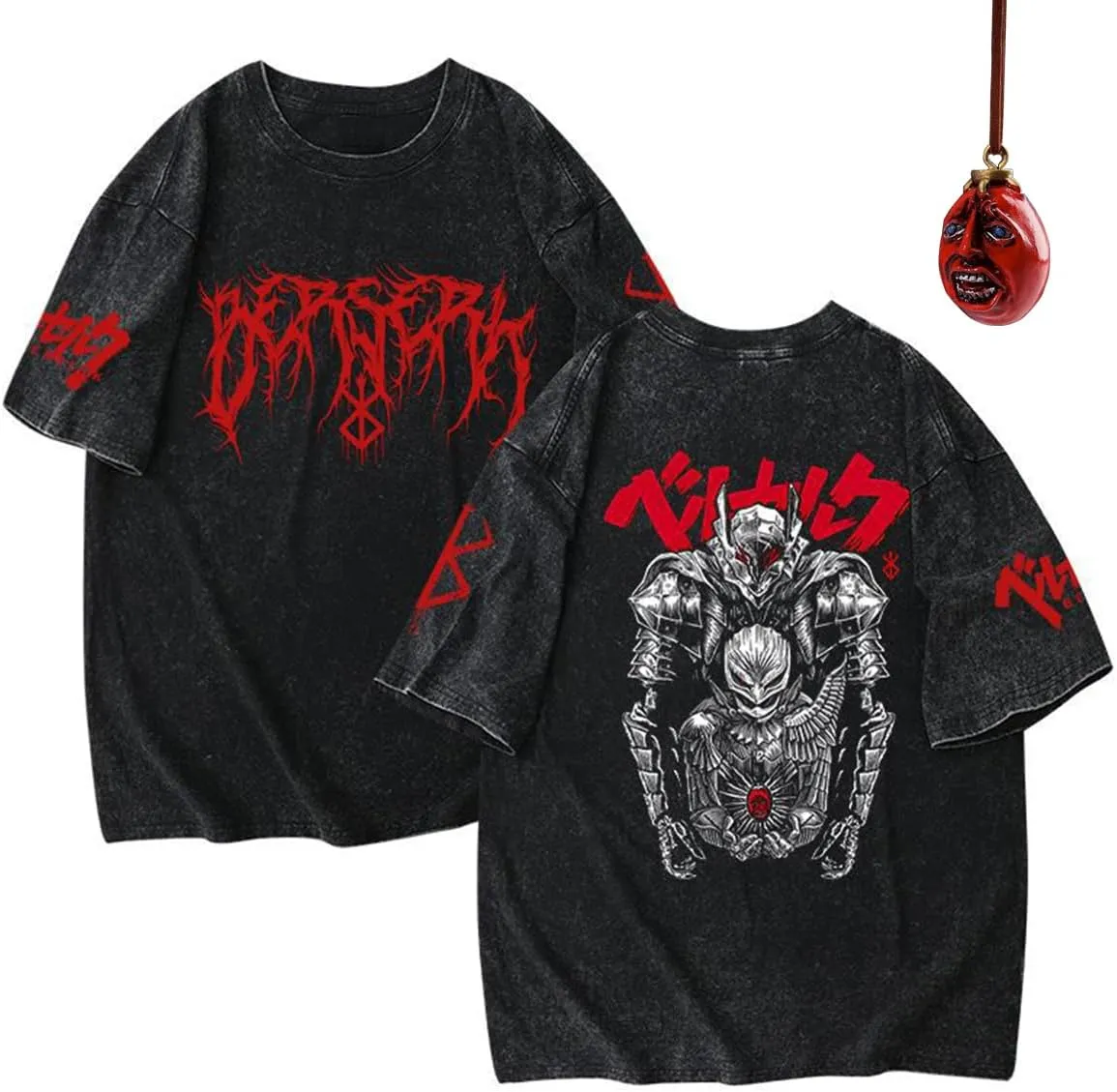 Unisex Vintage Washed T-Shirt Men Anime 3D Novelty Printed Gothic Tee Harajuku Tops Casual Streetwear