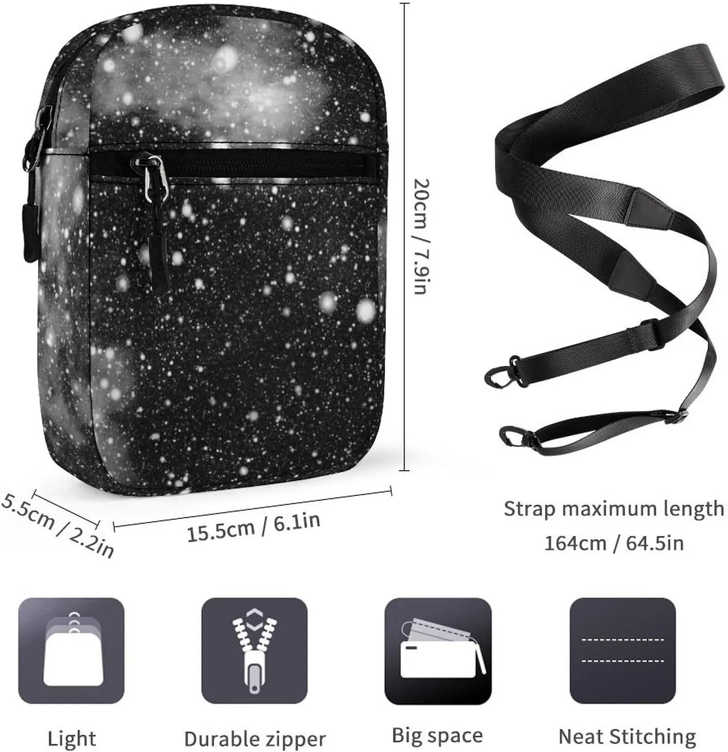 Universe, Nebula Night Starry Sky Rainbow Glittering Galaxy Adjustable Fanny Waist Pack Pouch, Waterproof Crossbody Runners Bag Wallet for Gym Hiking Fitness Women Men 6.1 x 2.2 x 7.9 inch
