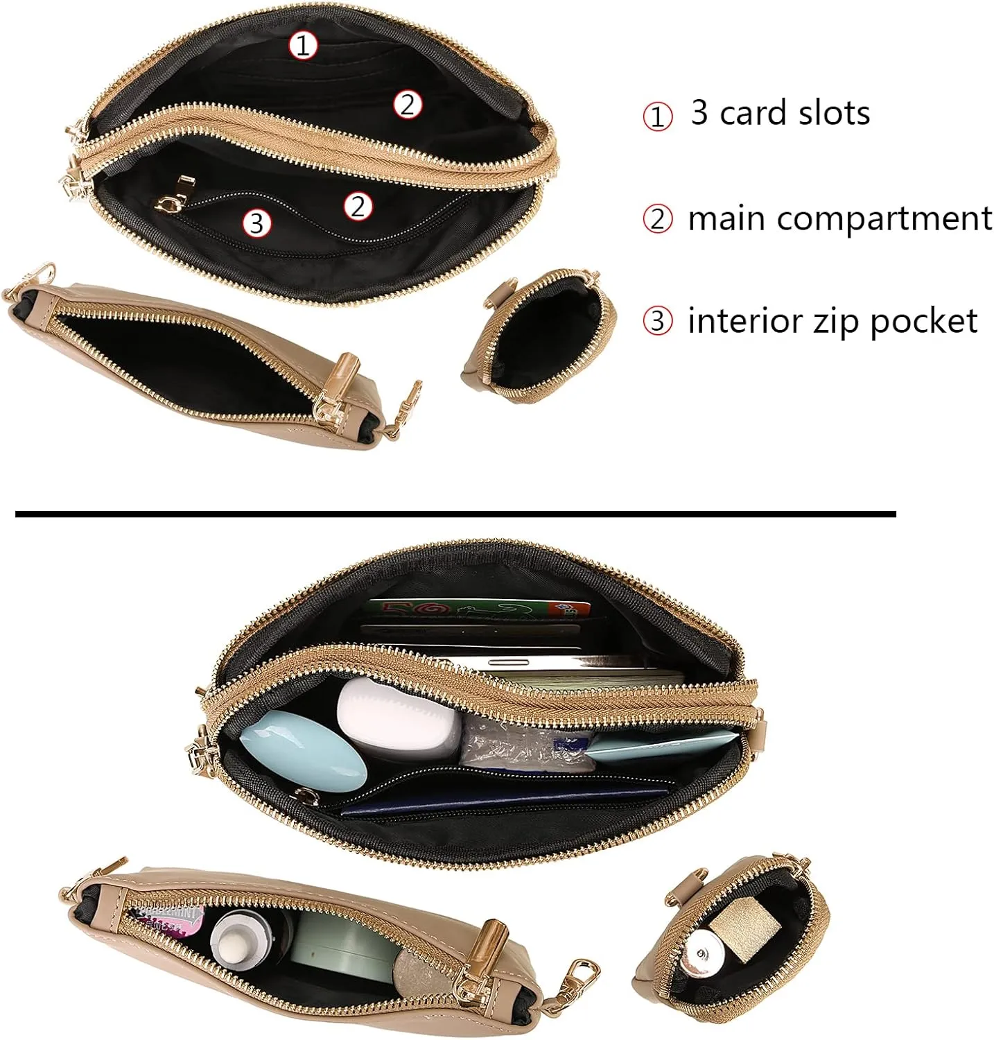 Uromee Crossbody Bags for Women Fashion Shoulder Purse Fanny Pack Travel Hiking Detachable Pouch Adjustable Strap