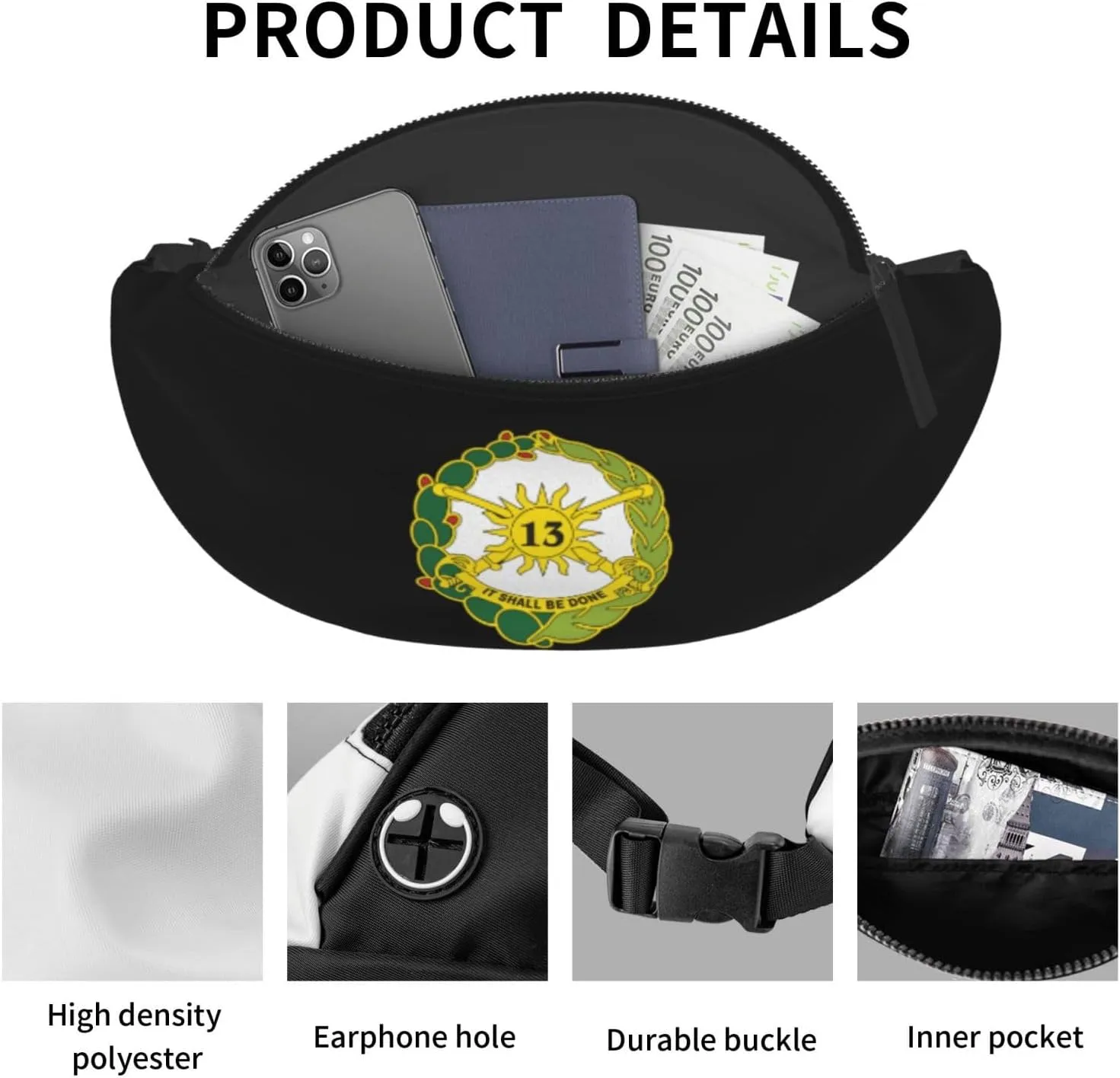 Us Army 13th Cavalry Regiment Unisex Leisure Waist Bag Outdoor Sports Running Waist Bag Business Travel Mobile Phone Bag