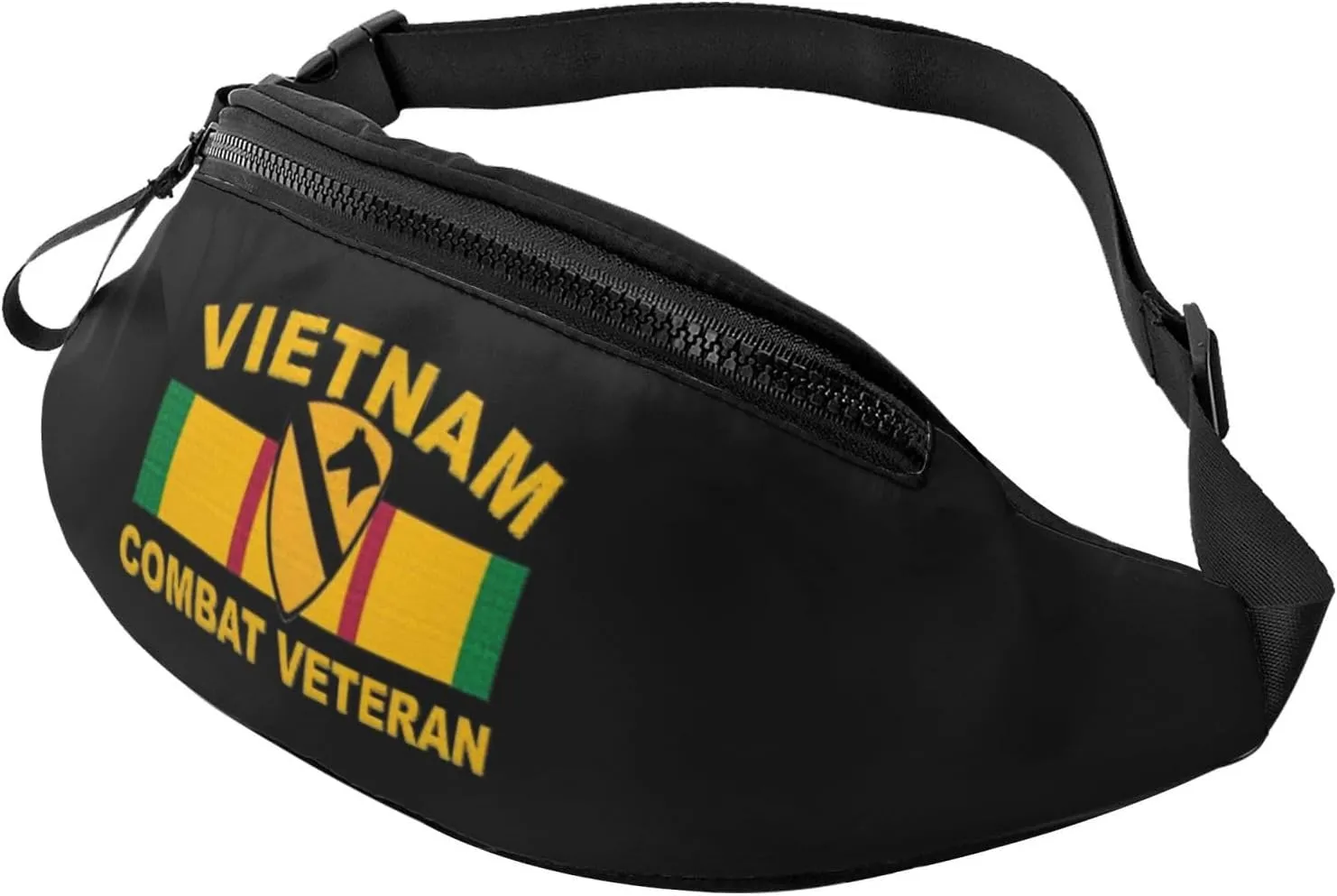 US Army 1st Cavalry Division Vietnam Combat Veteran Men's and women's fanny packs, teen fashion fanny packs for travel, running, hiking, Black