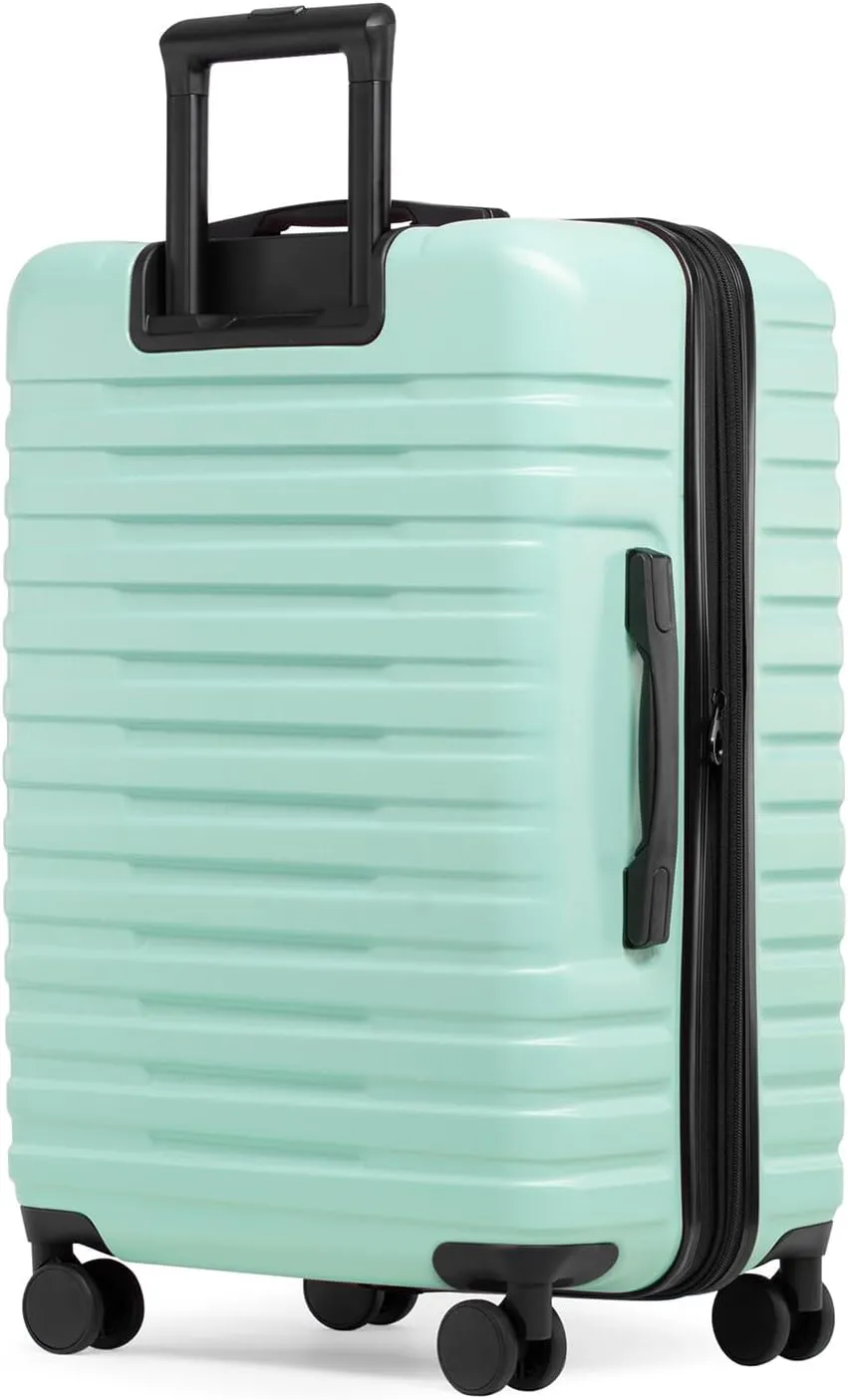 U.S. Traveler Boren Polycarbonate Hardside Rugged Travel Suitcase Luggage with 8 Spinner Wheels, Aluminum Handle, Mint, Checked-Medium 26-Inch