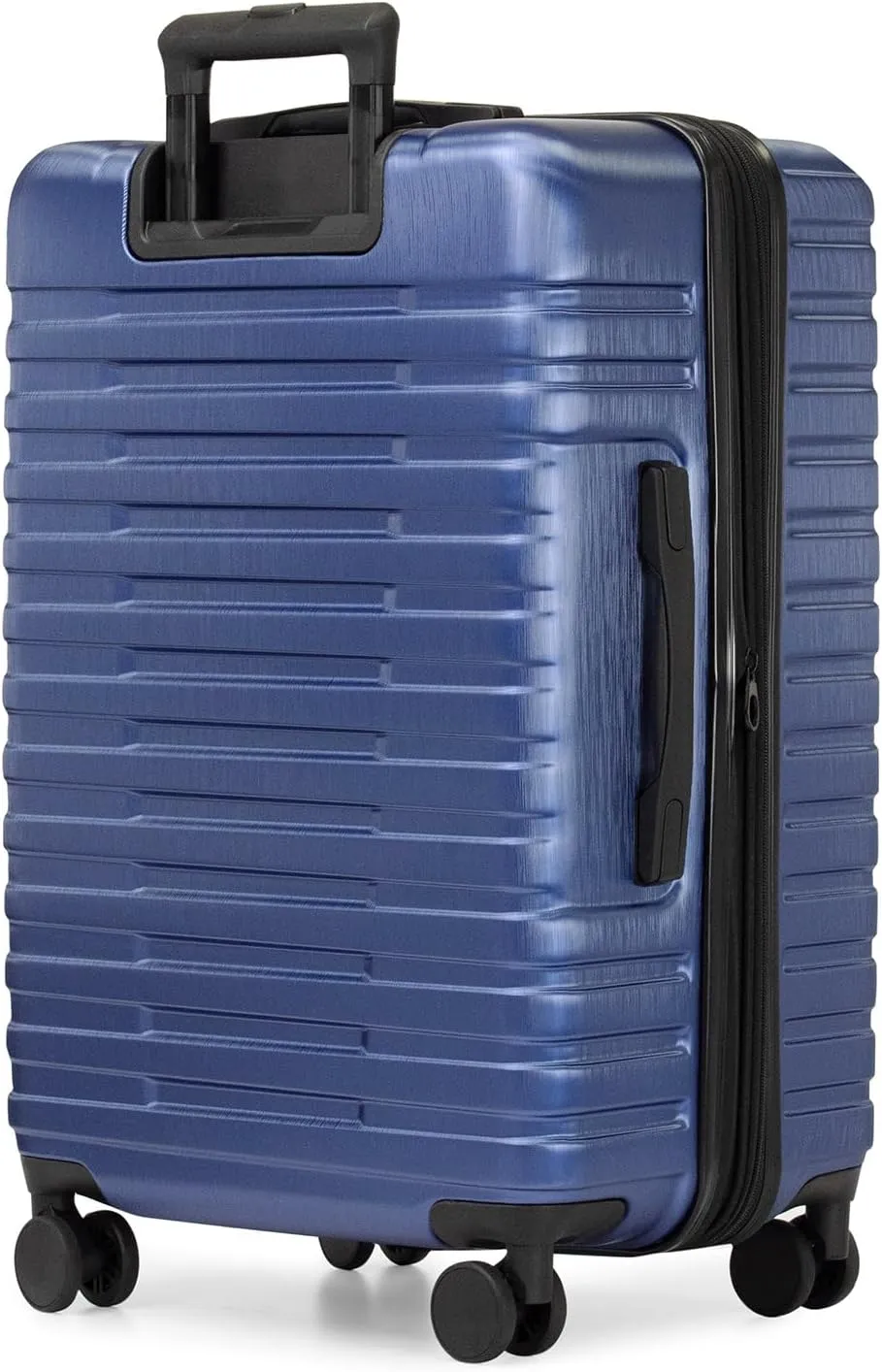 U.S. Traveler Boren Polycarbonate Hardside Rugged Travel Suitcase Luggage with 8 Spinner Wheels, Aluminum Handle, Navy, Checked-Medium 26-Inch
