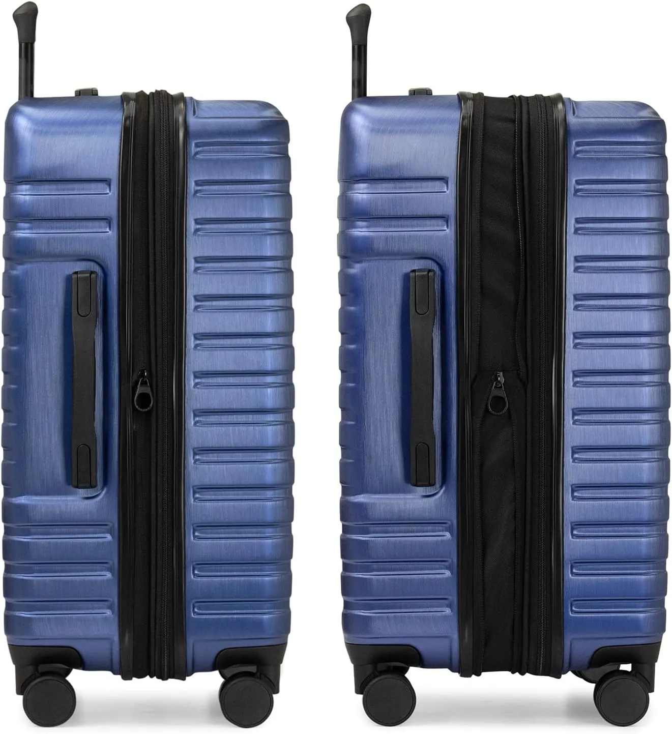 U.S. Traveler Boren Polycarbonate Hardside Rugged Travel Suitcase Luggage with 8 Spinner Wheels, Aluminum Handle, Navy, Checked-Medium 26-Inch