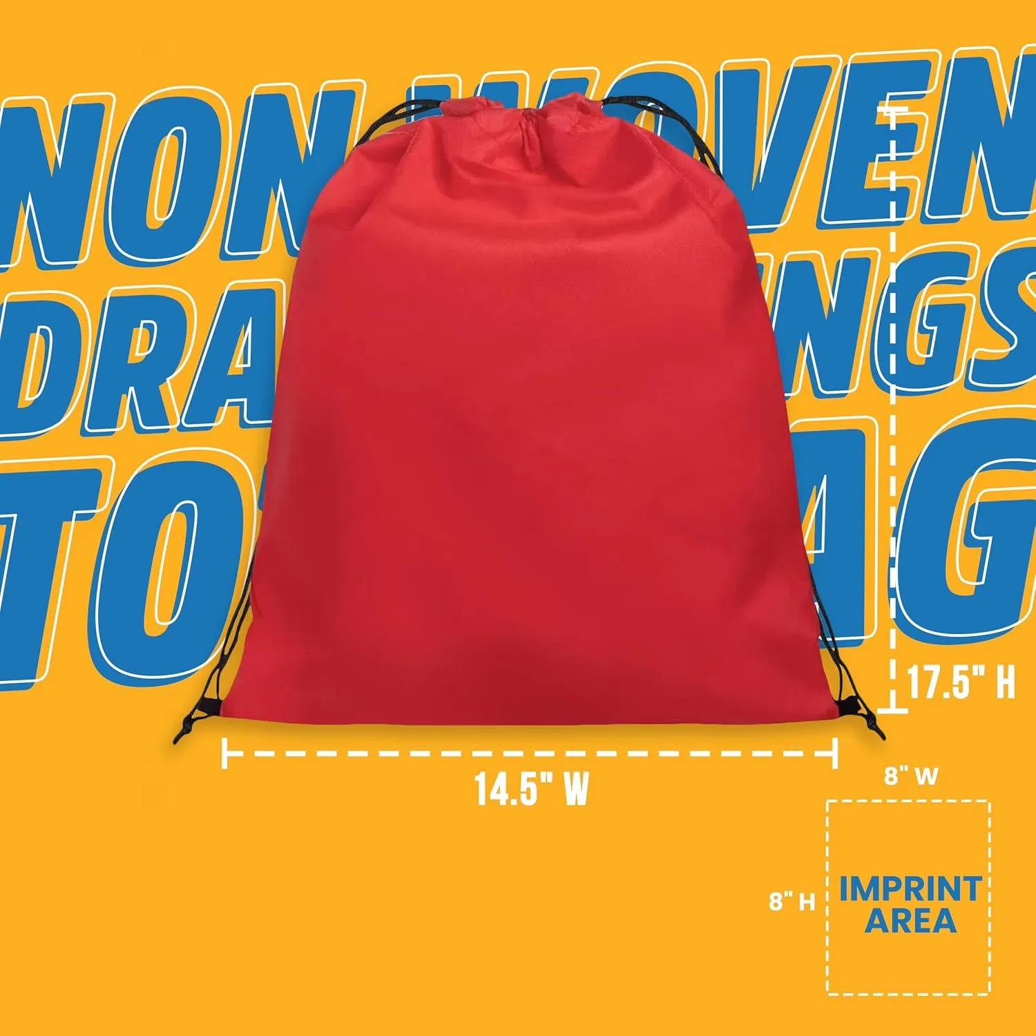 USMG Custom Drawstring Non-Woven Tote Bags - Ideal for Party Favors, Gifts, and Promotions with Vibrant Multi-Color Imprint