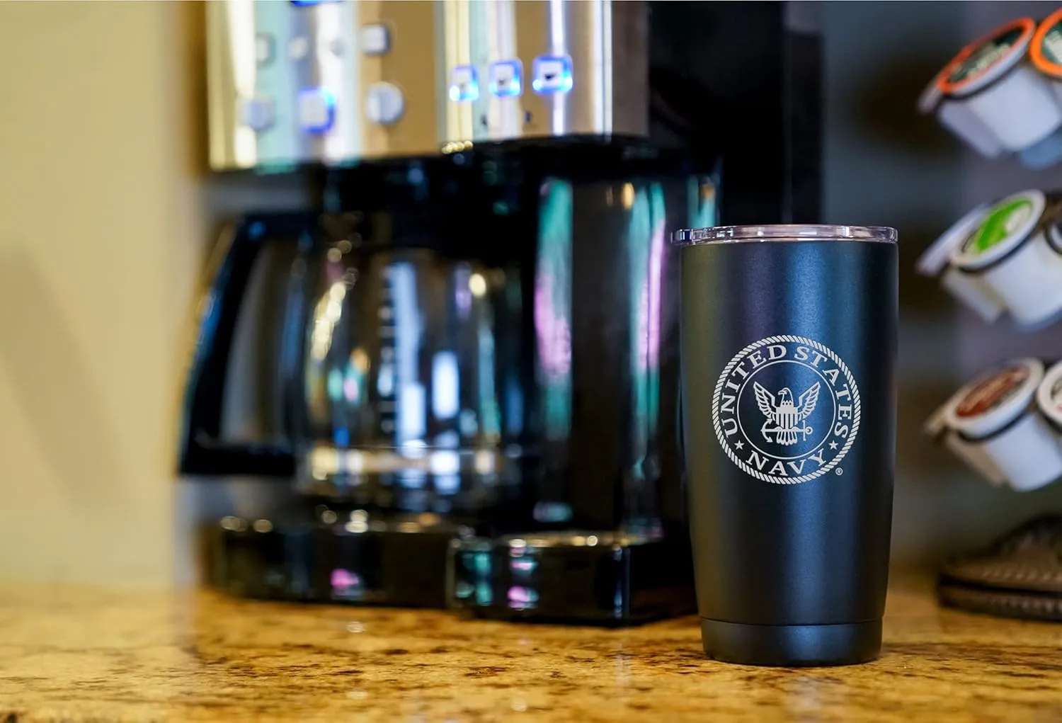 USN 20oz Double Wall Vacuum Insulated Stainless Steel Navy Tumbler Travel Mug