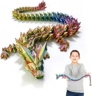 Usoway 3D Printed Dragon, 30 Inch Crystal Dragon, Bigger Fidget Toys Adults, 3D Printed Articulated Dragon for Home Office Car Desk Decor Toys, Dragon Eggs Gift Given on Birthday Easter, TY-001