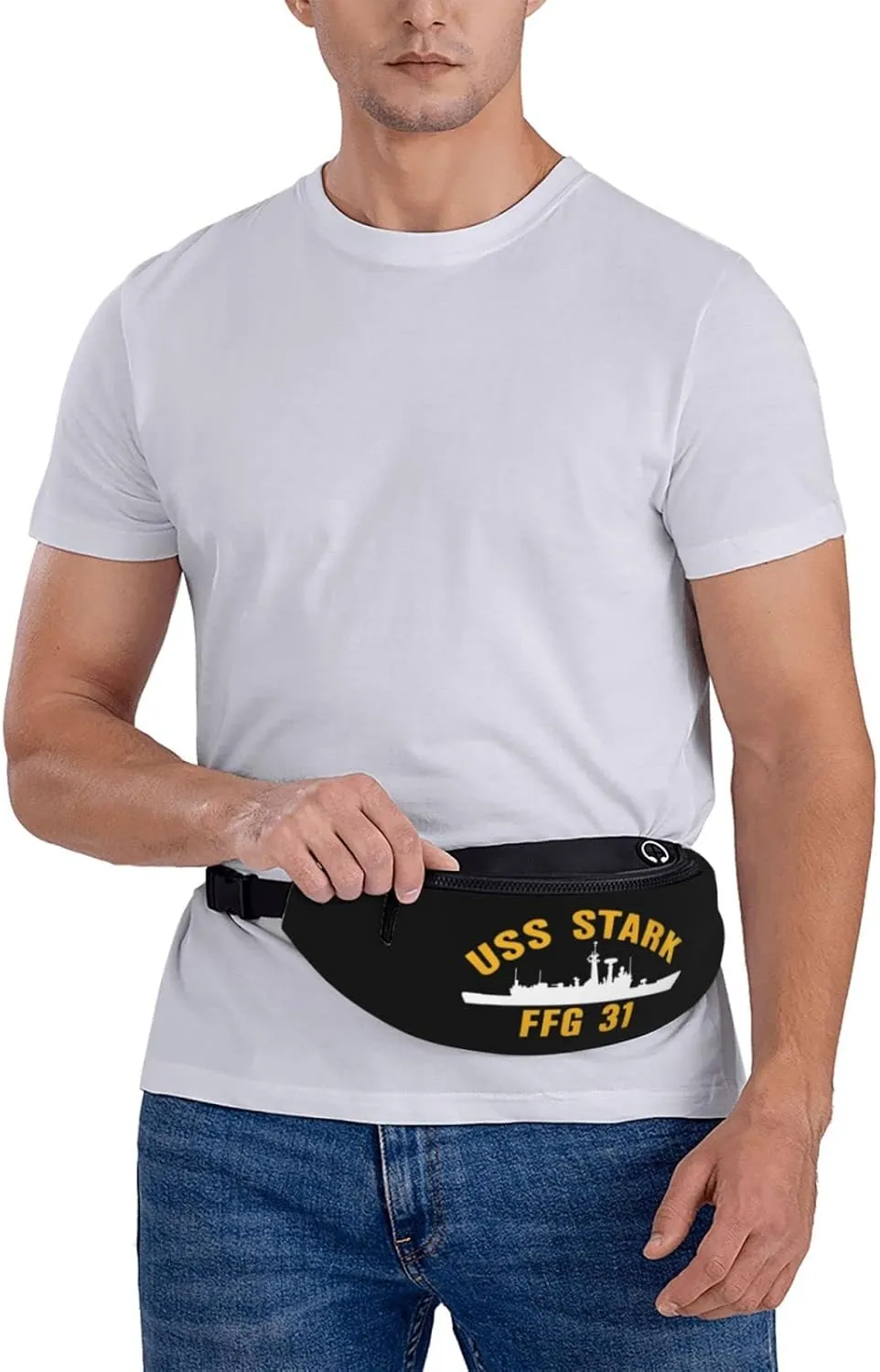 Uss Stark Ffg 31 Adjustable Leisure Waistpack Outdoor Sports Running Waistpack Travel Phone Bag
