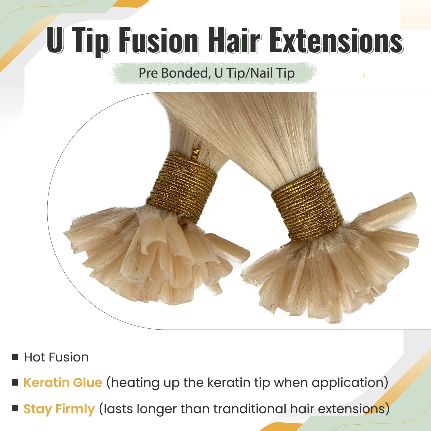 Utip Hair Extensions Human Hair, 16 Inch 50g Platinum Blonde Real Human Hair Keratin Tip Extensions Pre Bonded Fusion Hair Blonde U Tip Extensions