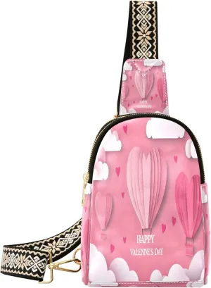 Valentine's Day Balloon Crossbody Bag for Men and Women, Adjustable Shoulder Strap Sling Bag, Fanny Pack Sling Backpack Suitable for Outdoor, Running, Travelling