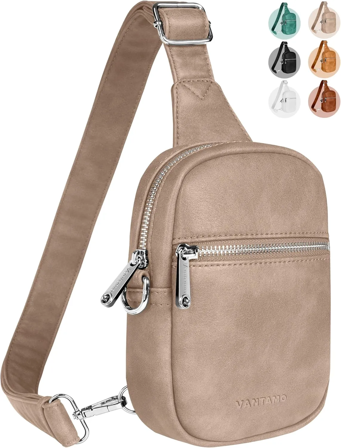 Vantamo Small Crossbody Bags for Women, Sling Bag with RFID & Anti-Pickpocket Clip, Adjustable Strap Cross Body Fanny Packs