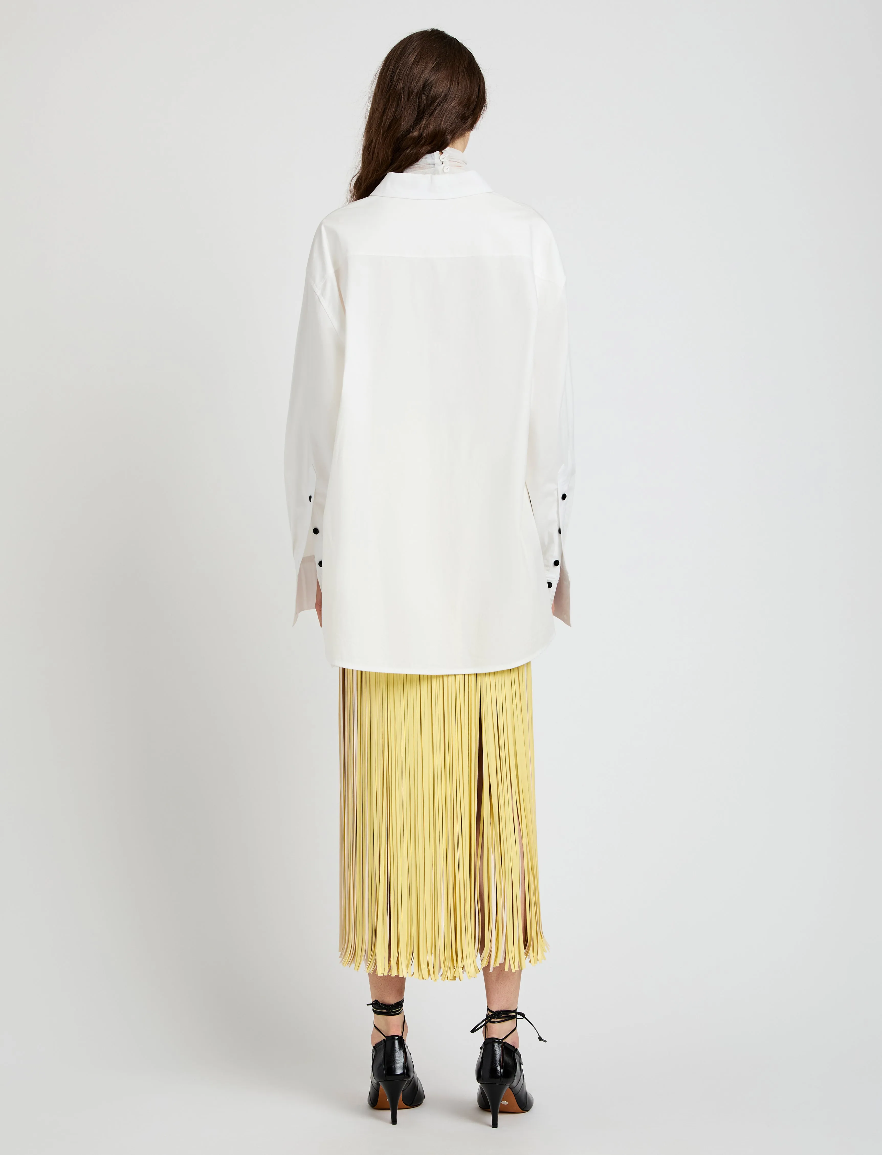 Veda Skirt in Faux Leather Fringe