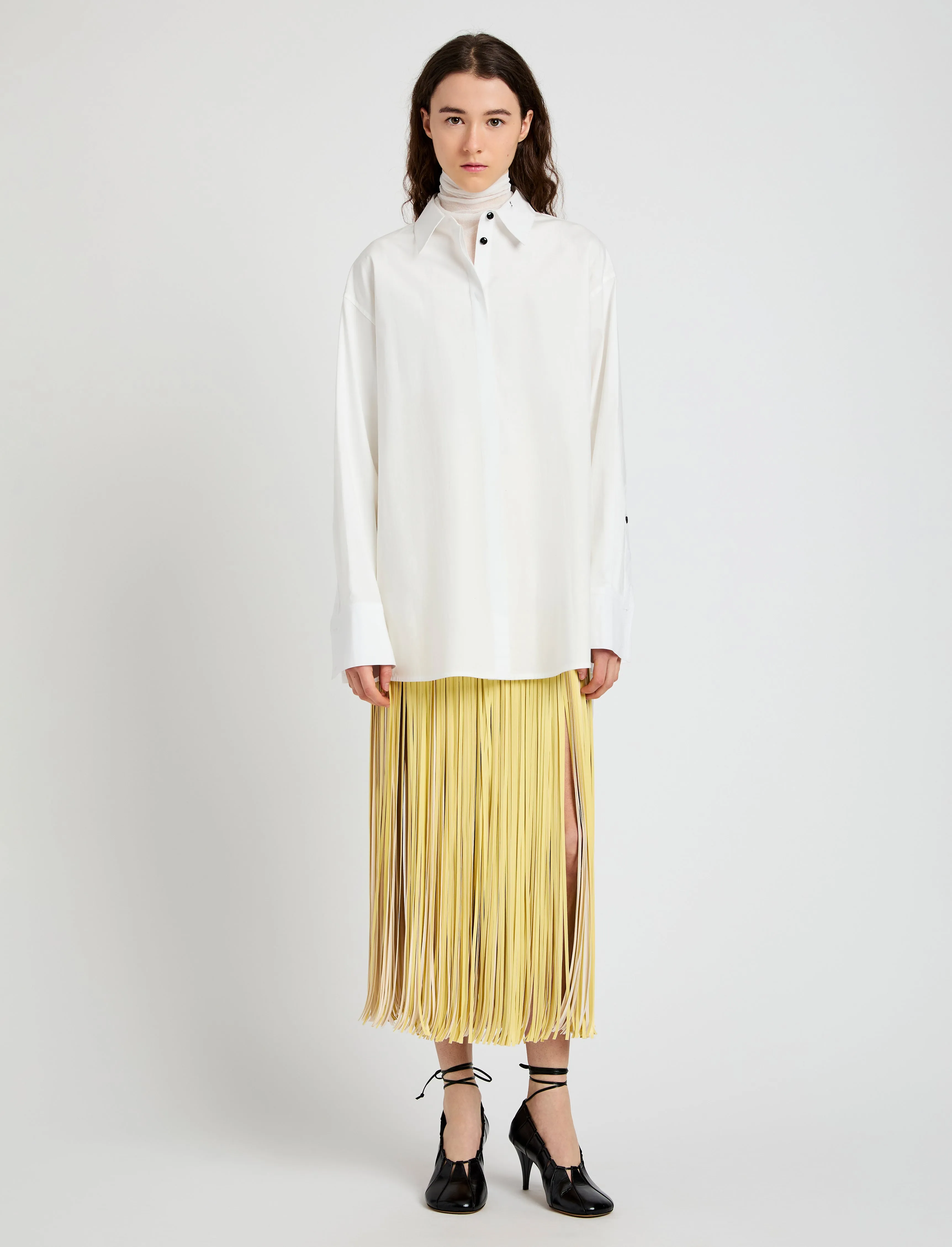 Veda Skirt in Faux Leather Fringe