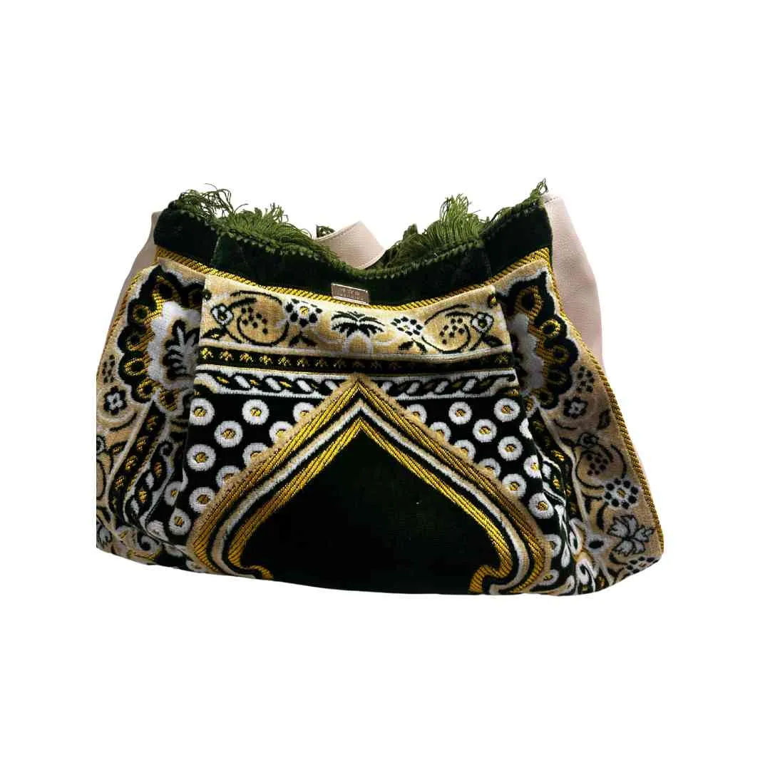 Velvet Moroccan Oversided Travel Bag with Leather Trim