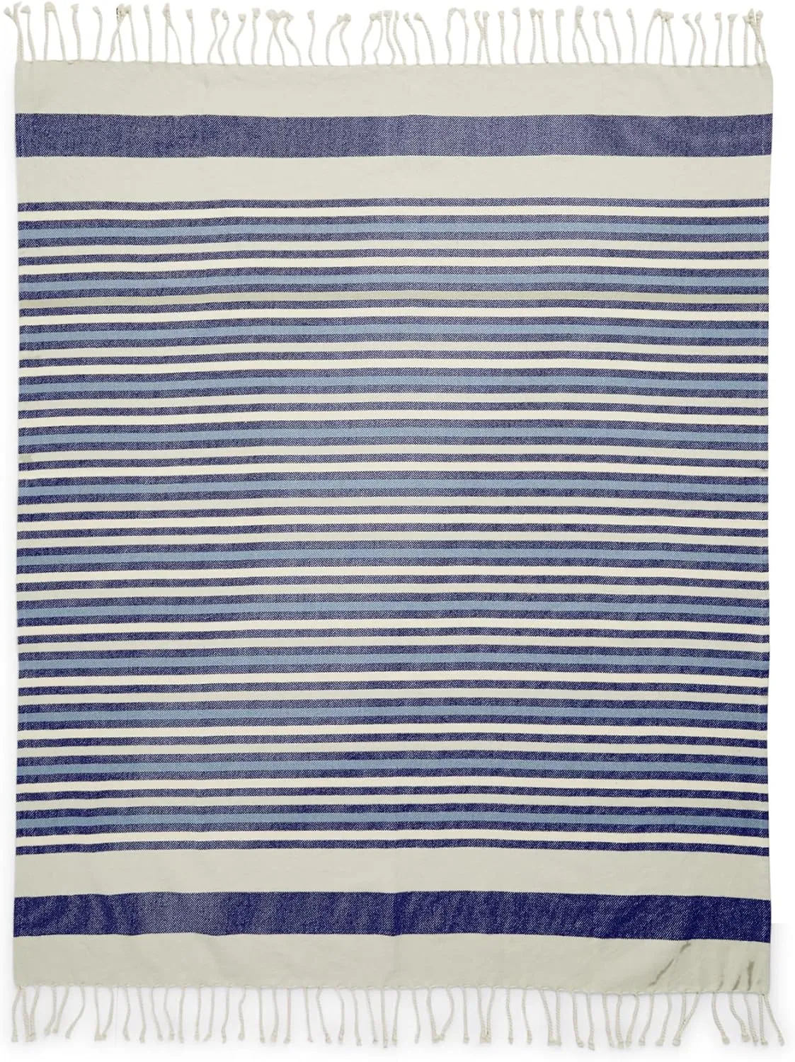 Vera Bradley Women's Recycled Cotton Indoor/Outdoor Throw Blanket, Seaside Stripe Navy - Recycled Cotton, One Size