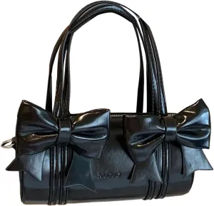 Verdusa Women's Bow Leather Barrel Purse Top Handle Double Strap Satchel Handbag