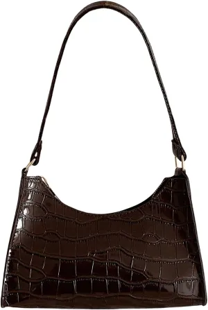 Verdusa Women's PU Leather Underarm Bag Zipper Shoulder Handbags Top Handle Purse