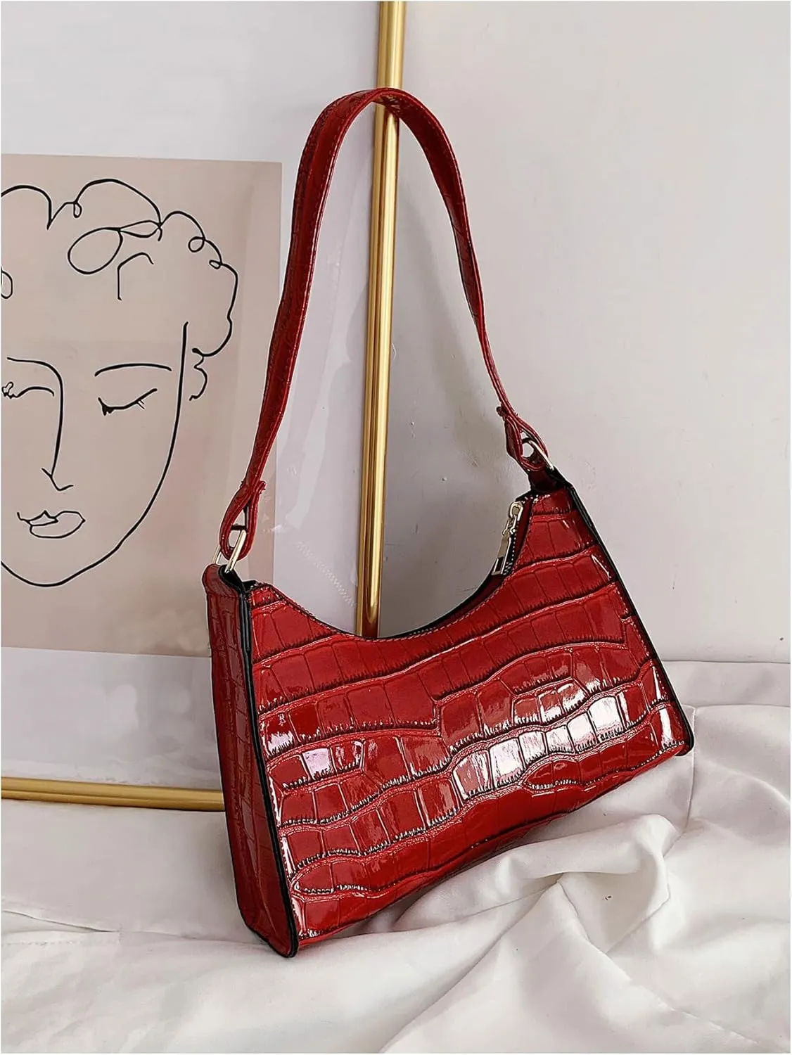 Verdusa Women's PU Leather Underarm Bag Zipper Shoulder Handbags Top Handle Purse