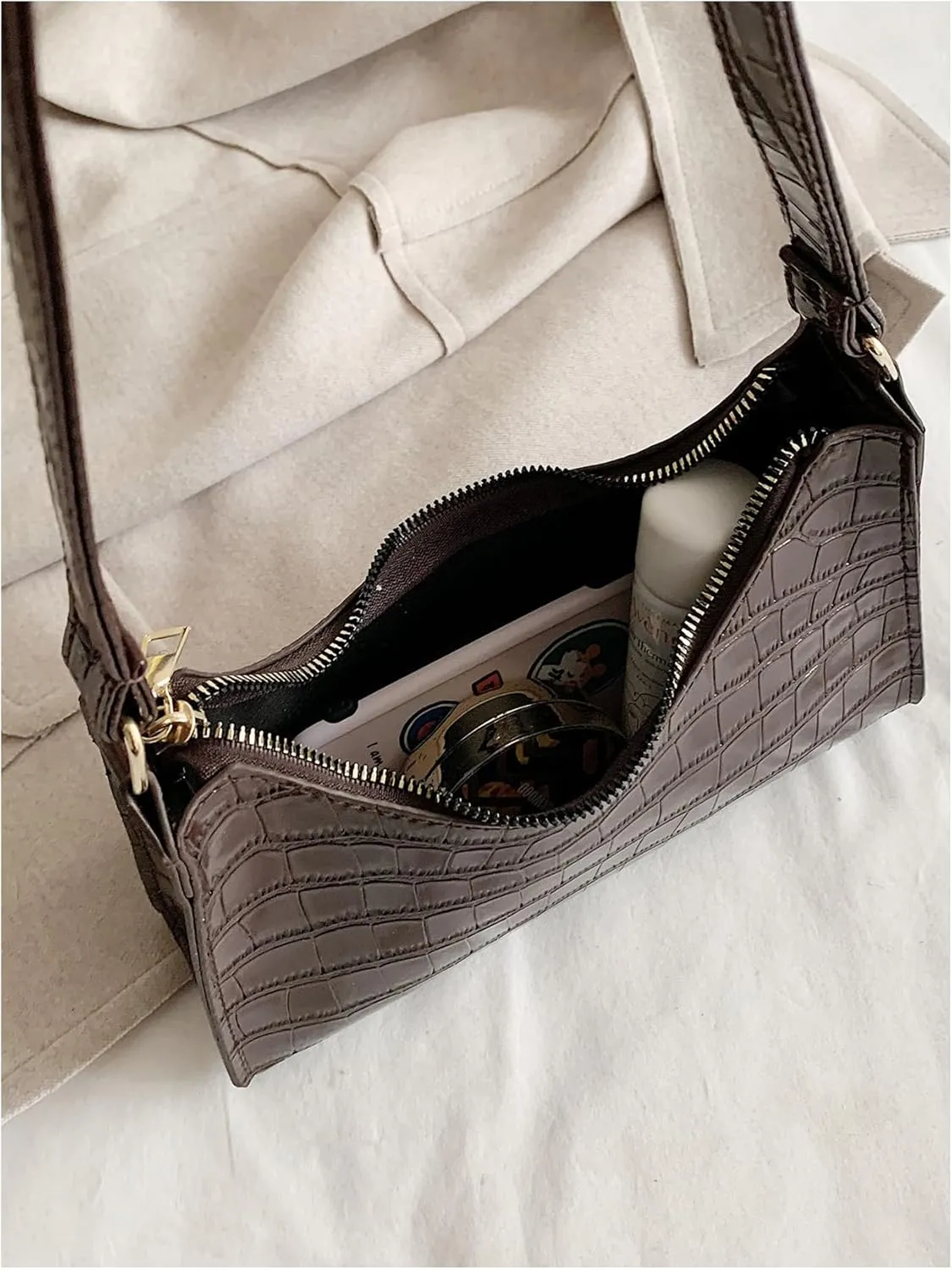 Verdusa Women's PU Leather Underarm Bag Zipper Shoulder Handbags Top Handle Purse