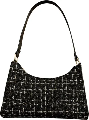 Verdusa Women's Tweed Shoulder Bag Plaid Print Work Bags Top Handle Handbag