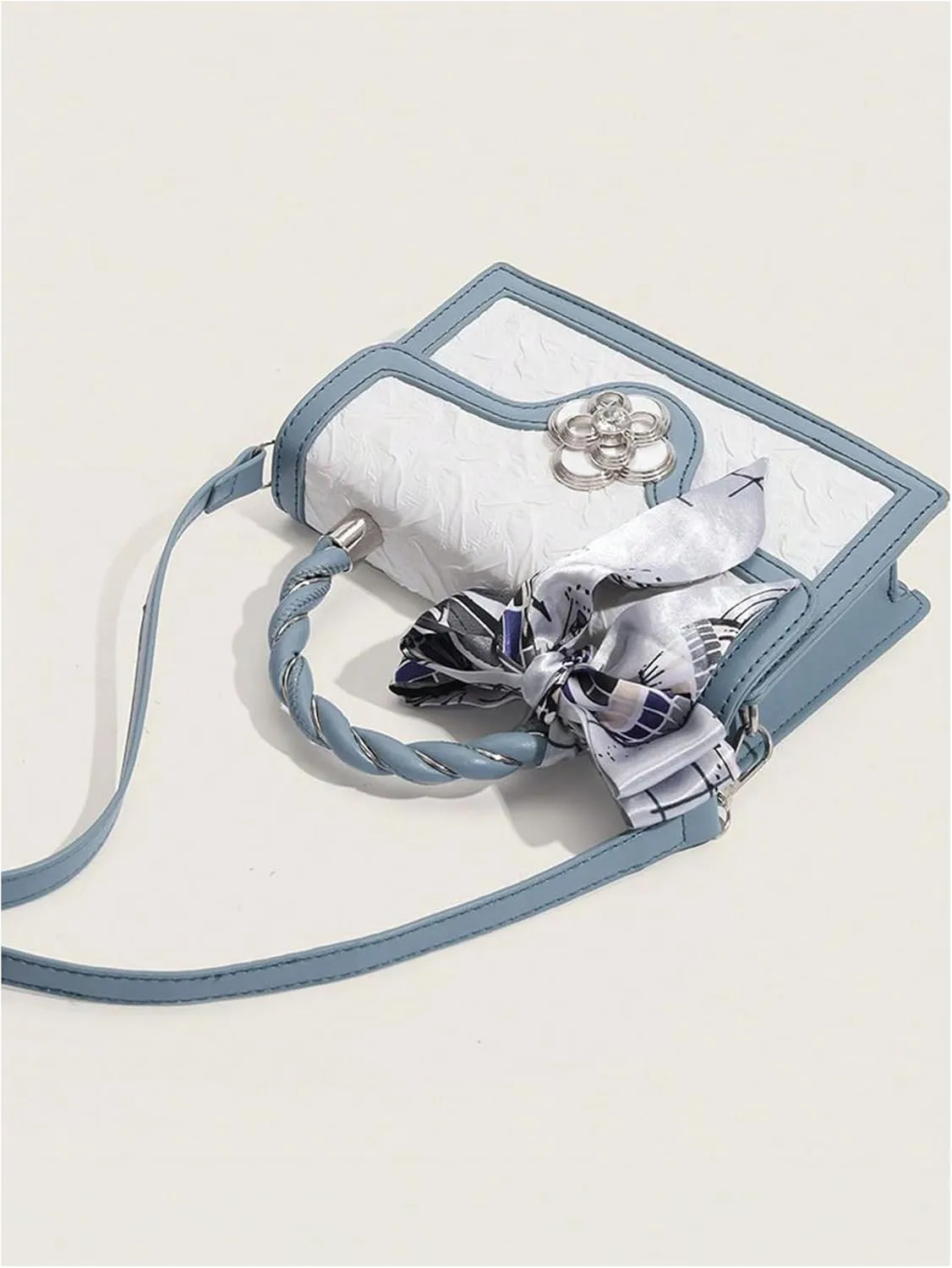 Verdusa Women's Vintage Crossbody Bags Top Handle Square Flap Satchel Purses with Ribbon