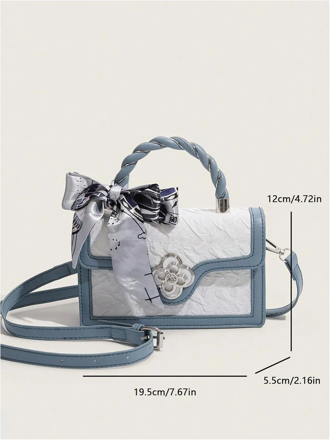 Verdusa Women's Vintage Crossbody Bags Top Handle Square Flap Satchel Purses with Ribbon