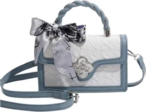 Verdusa Women's Vintage Crossbody Bags Top Handle Square Flap Satchel Purses with Ribbon