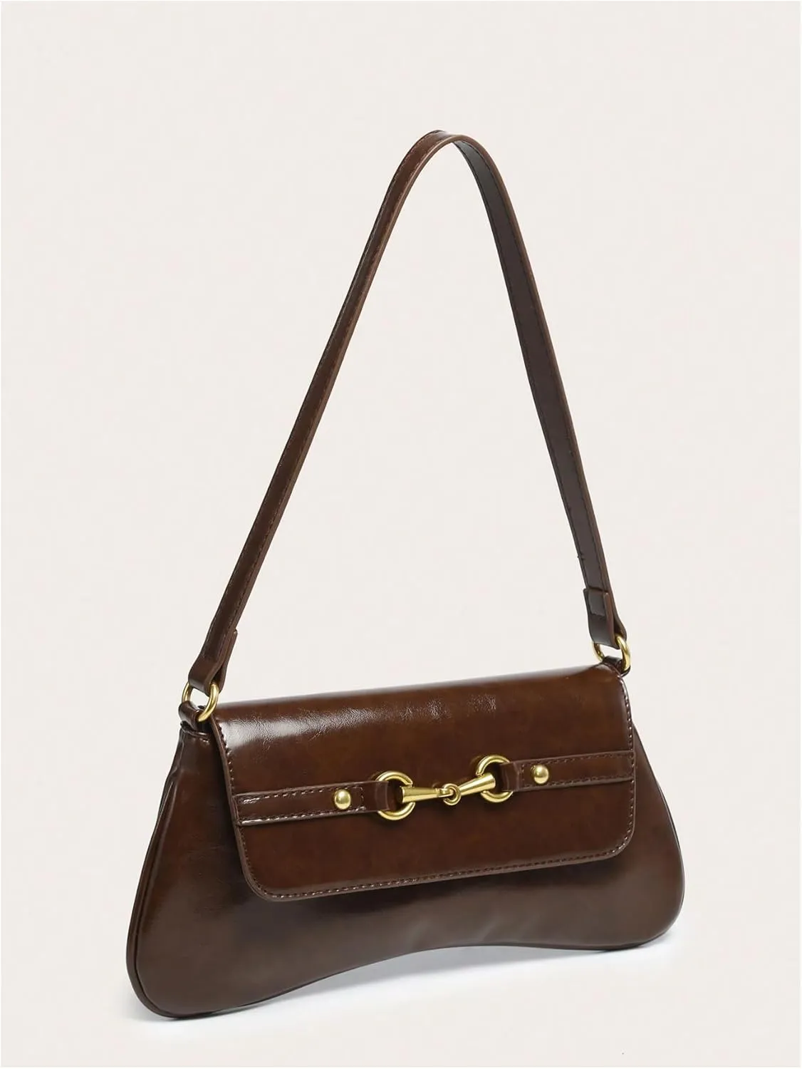 Verdusa Women's Vintage PU Leather Flap Shoulder Handbags Top Handle Clutch Underarm Bags