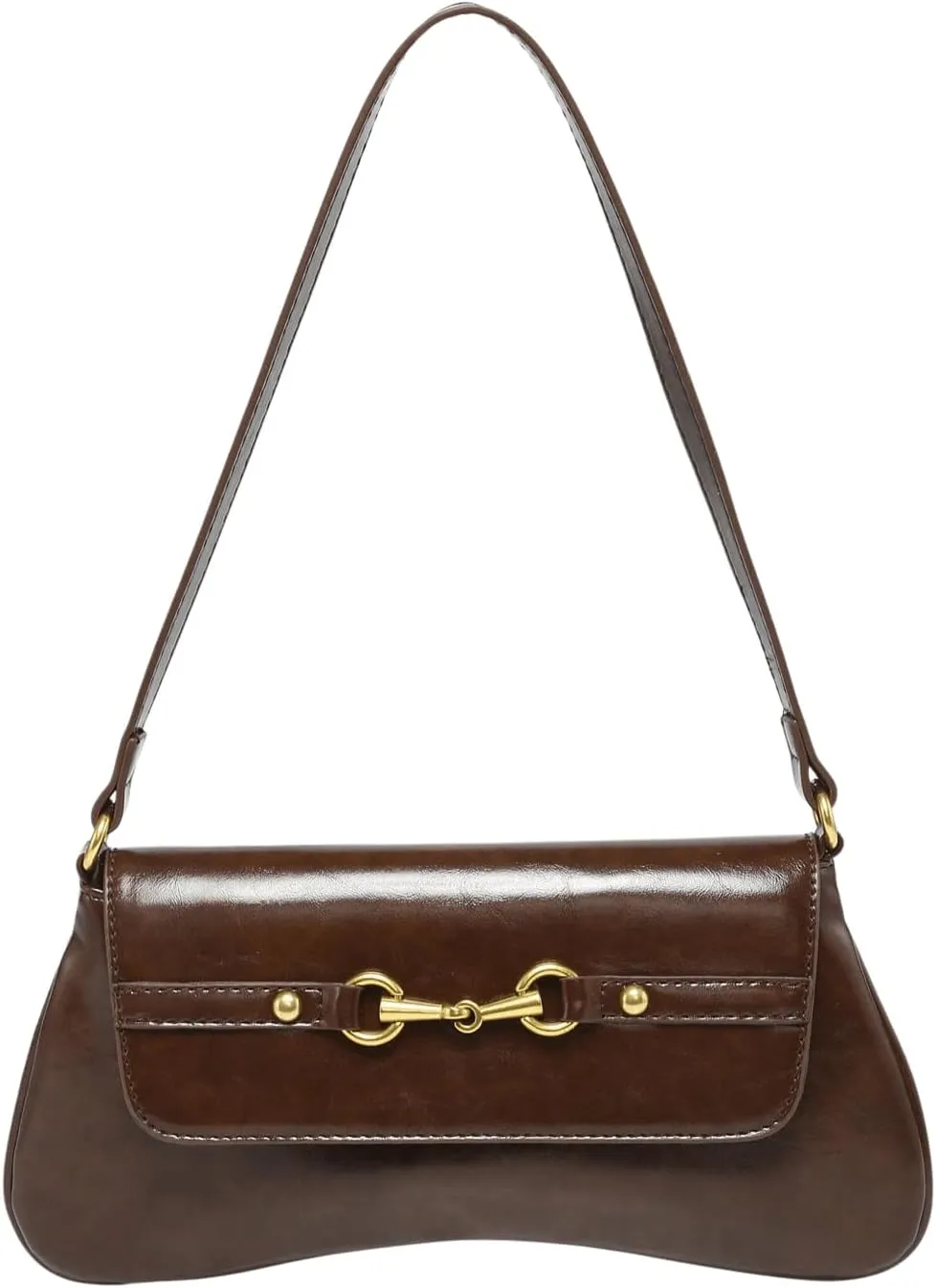 Verdusa Women's Vintage PU Leather Flap Shoulder Handbags Top Handle Clutch Underarm Bags