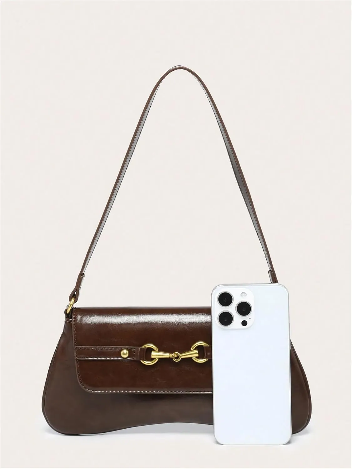 Verdusa Women's Vintage PU Leather Flap Shoulder Handbags Top Handle Clutch Underarm Bags