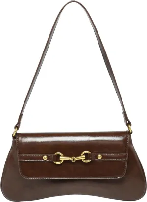 Verdusa Women's Vintage PU Leather Flap Shoulder Handbags Top Handle Clutch Underarm Bags