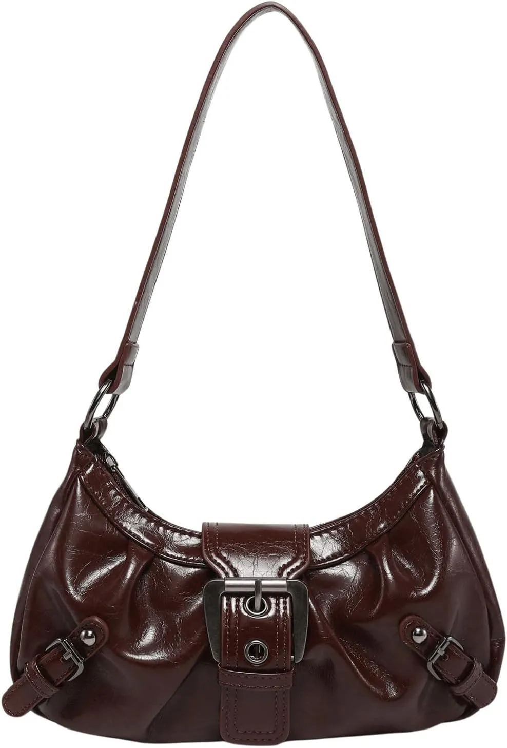 Verdusa Women's Y2k Purse Top Handle Shoulder Bag Buckle Punk Hobo Clutch Purses Bags