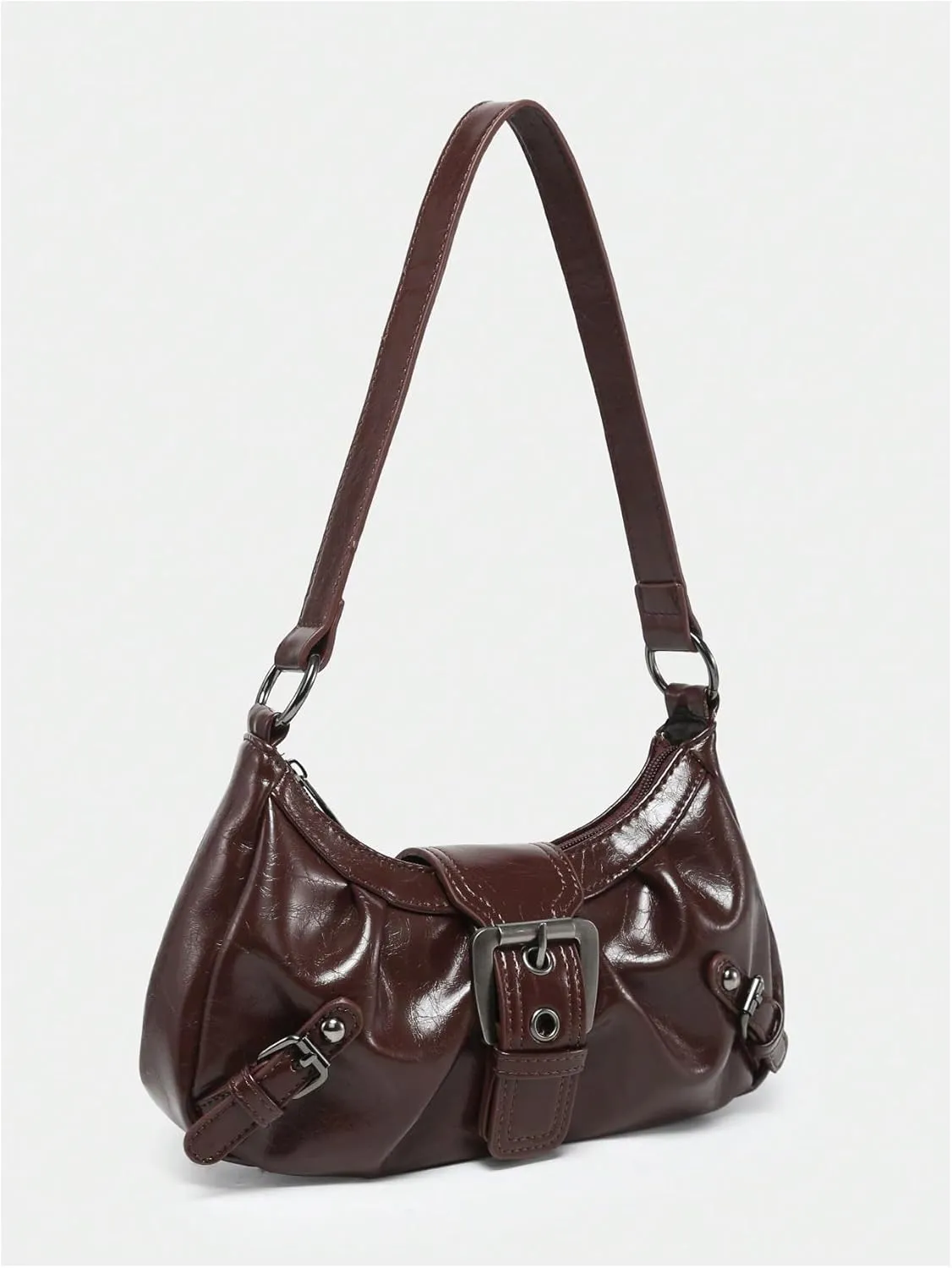Verdusa Women's Y2k Purse Top Handle Shoulder Bag Buckle Punk Hobo Clutch Purses Bags