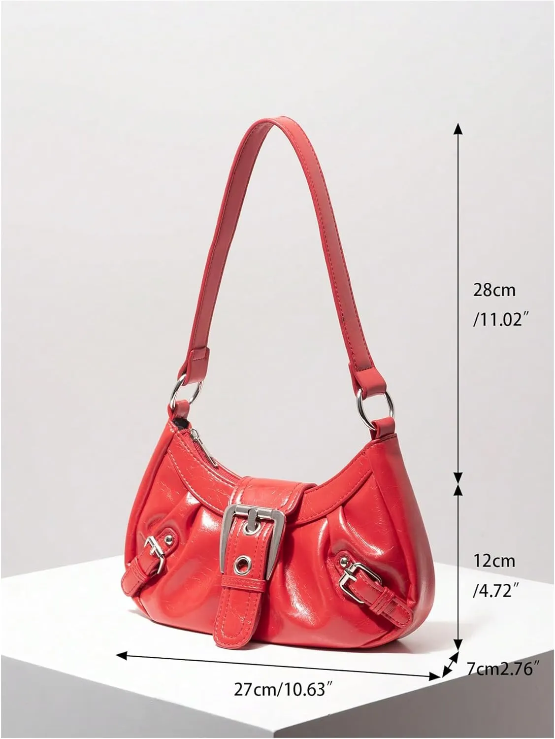 Verdusa Women's Y2k Purse Top Handle Shoulder Bag Buckle Punk Hobo Clutch Purses Bags