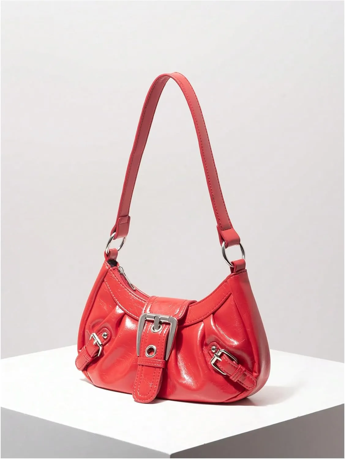 Verdusa Women's Y2k Purse Top Handle Shoulder Bag Buckle Punk Hobo Clutch Purses Bags
