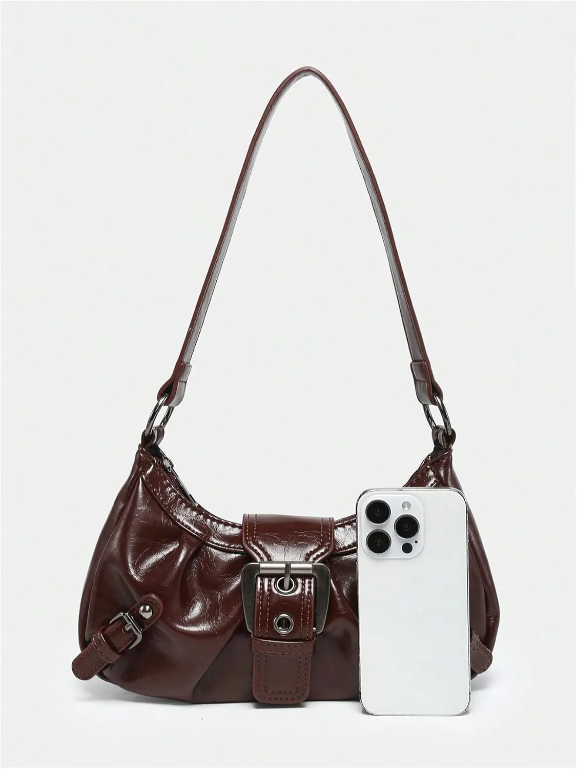Verdusa Women's Y2k Purse Top Handle Shoulder Bag Buckle Punk Hobo Clutch Purses Bags