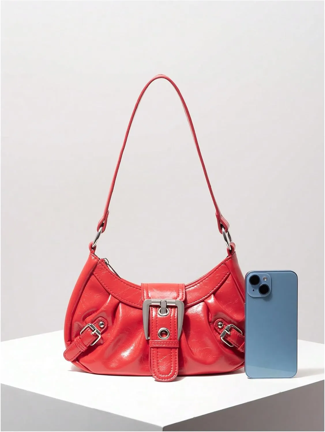 Verdusa Women's Y2k Purse Top Handle Shoulder Bag Buckle Punk Hobo Clutch Purses Bags