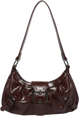 Verdusa Women's Y2k Purse Top Handle Shoulder Bag Buckle Punk Hobo Clutch Purses Bags