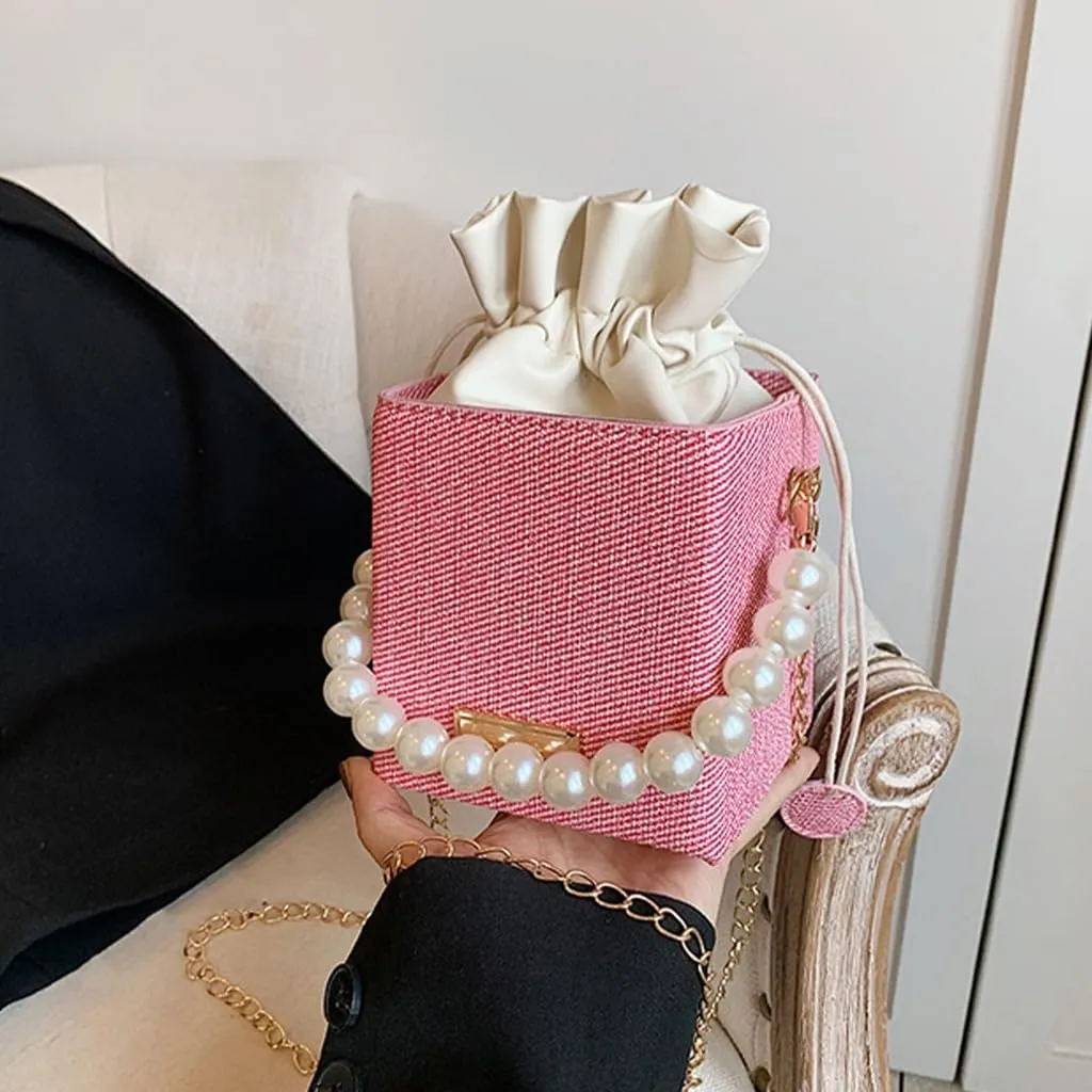 Versatile Bucket Bag For Women Shoulder Bags with Detachable Chain Strap Evening Purse Top Handle Bag Handbag