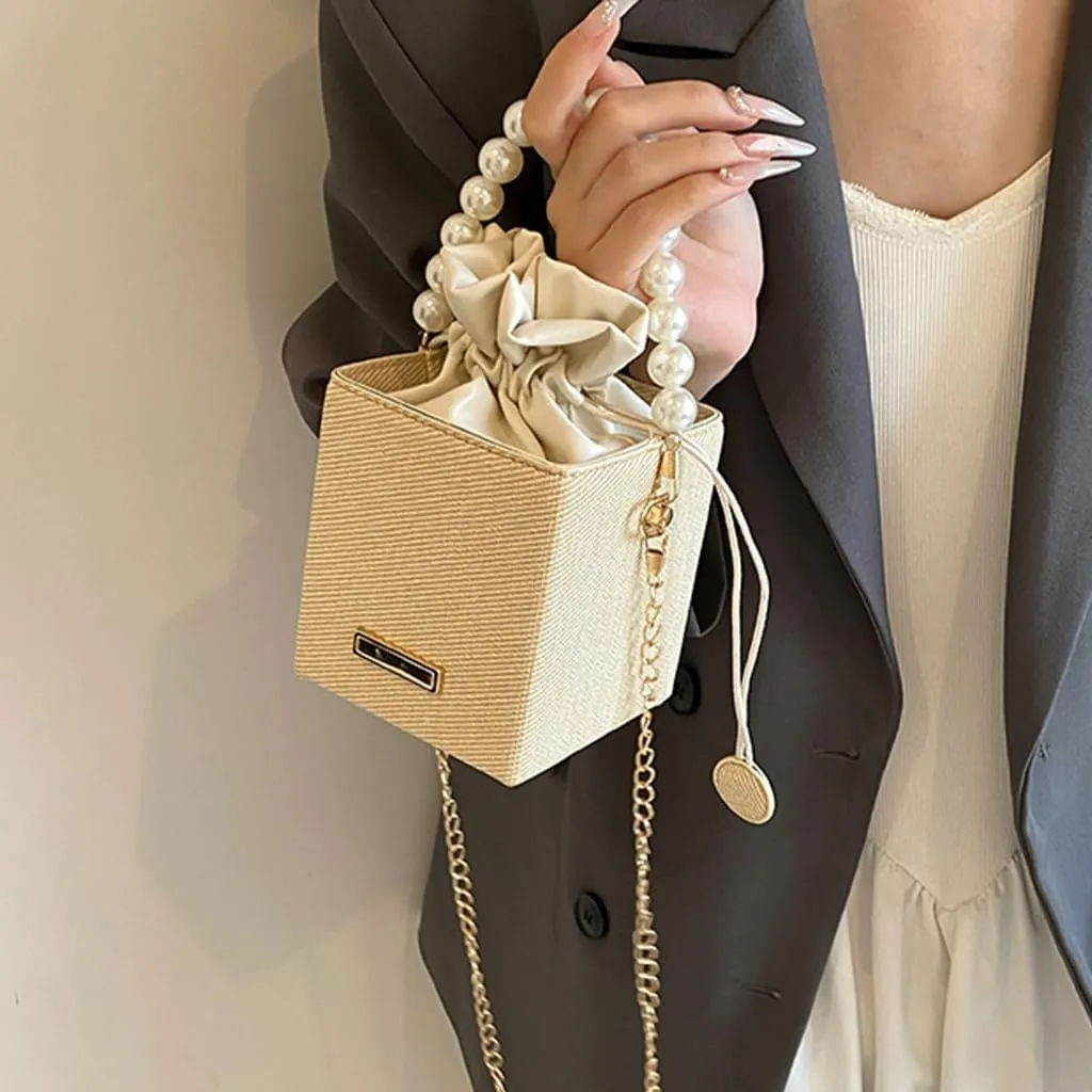 Versatile Bucket Bag For Women Shoulder Bags with Detachable Chain Strap Evening Purse Top Handle Bag Handbag