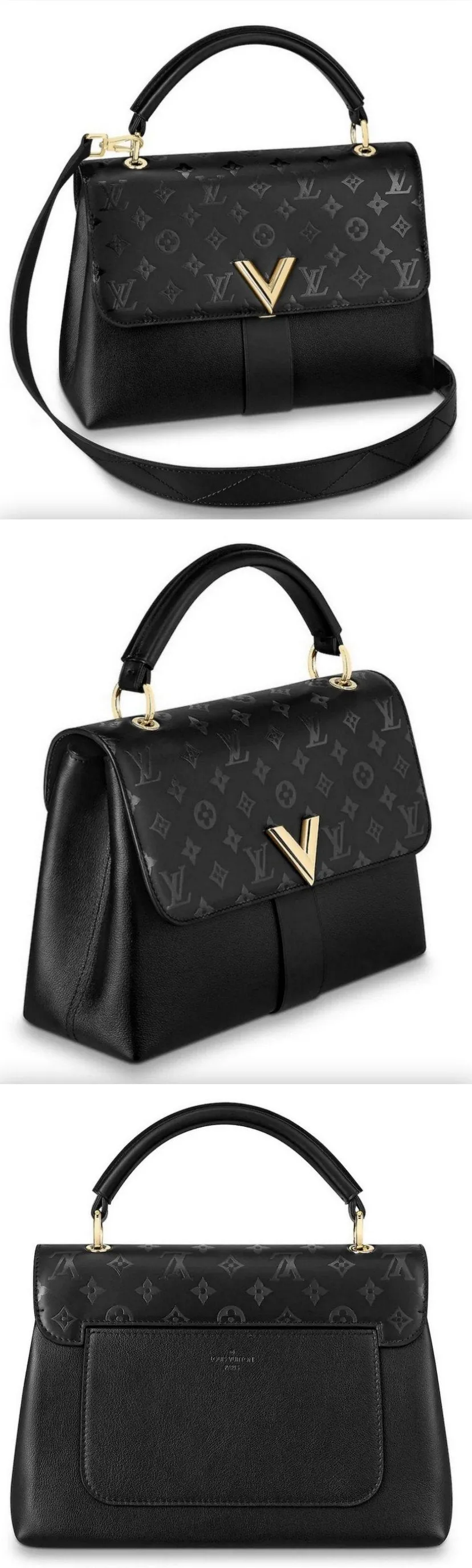 Very One handle Leather Handbag, Black