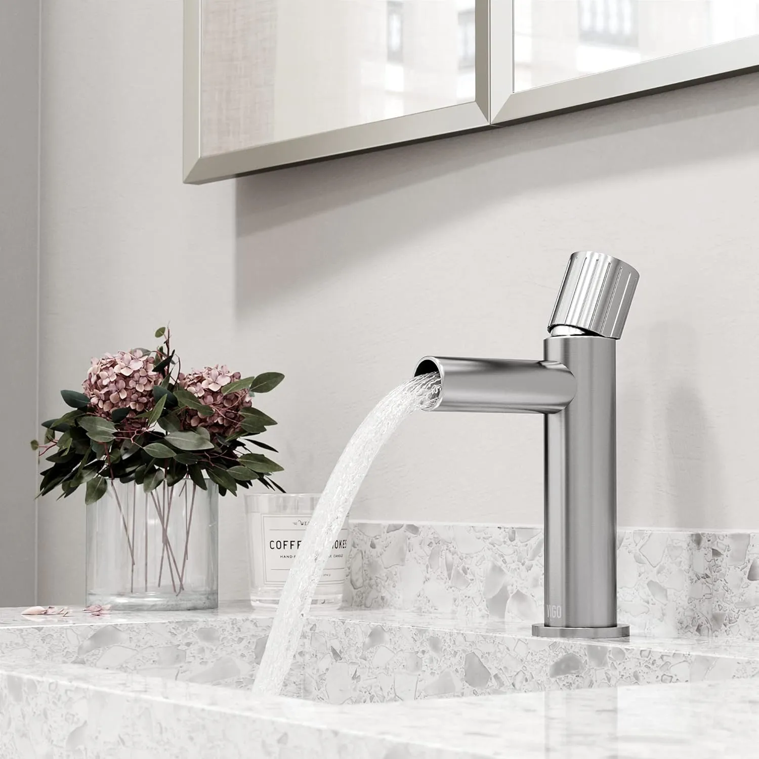 VIGO Ashford 8'' H Single Handle Single-Hole Bathroom Faucet in Brushed Nickel-VG01052BN
