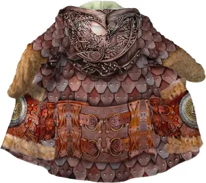 Viking Men's Winter Warm Robe, Valhalla Warrior Armor, 3D Printed Tattoo Winter Warm Coat Parka, Horn Button Design
